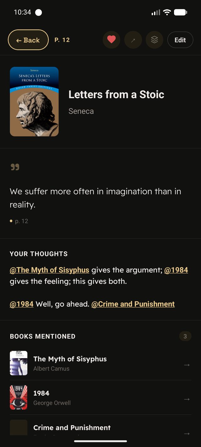 ZenRead quote preview showing references to other books